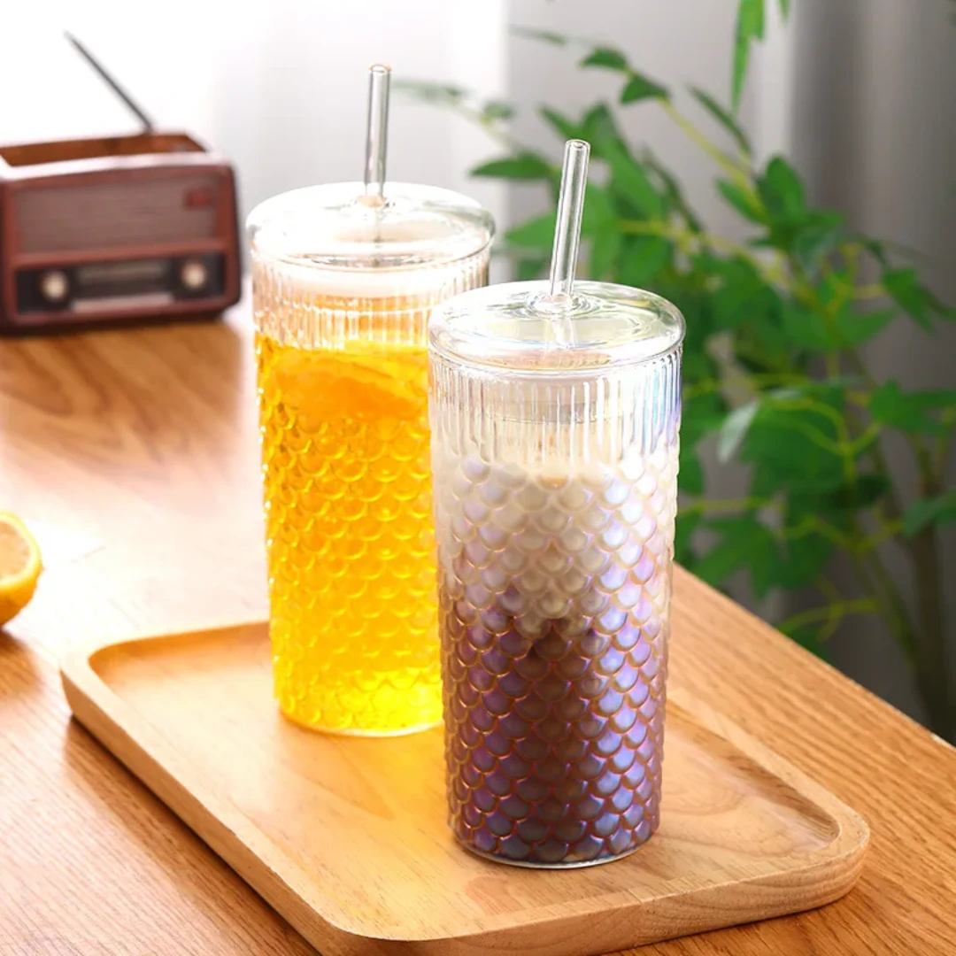 650ml Glass Tumbler with Straw and Spill-Proof Sealing Ring Tumbler Tumblers