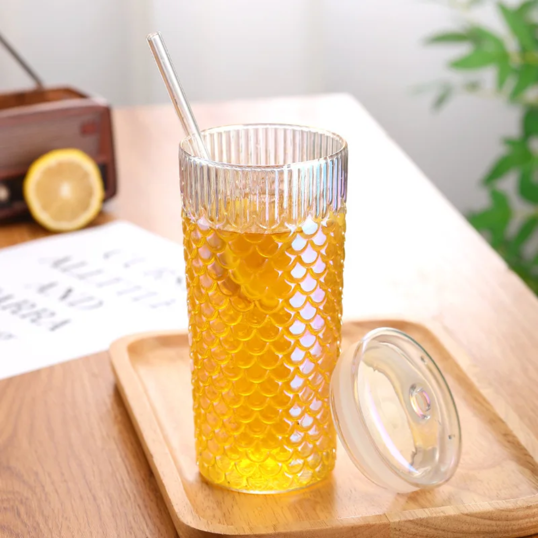 650ml Glass Tumbler with Straw and Spill-Proof Sealing Ring