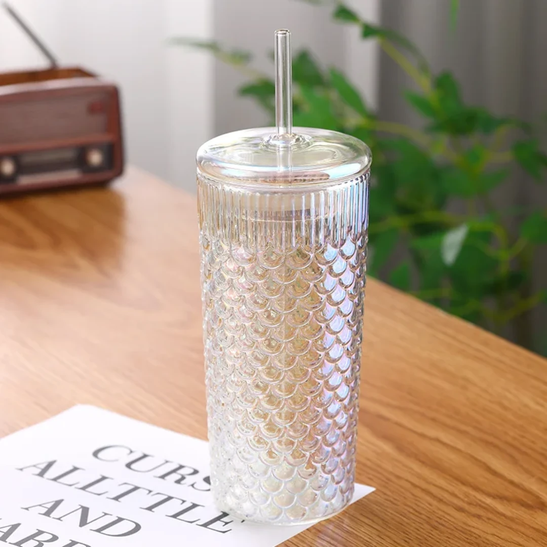 650ml Glass Tumbler with Straw and Spill-Proof Sealing Ring Tumbler Tumblers
