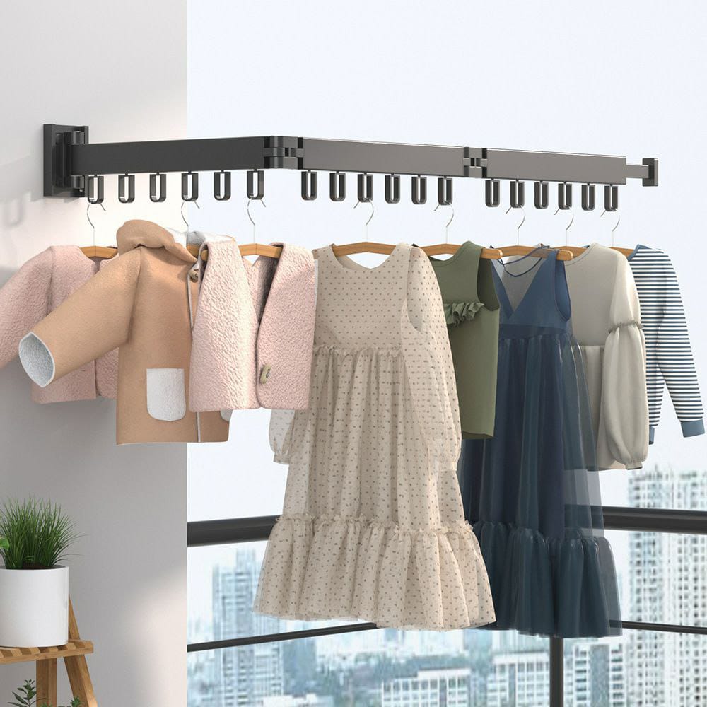 Foldable Wall Mounted Drying Rack – 360° Rotating Clothes Hanger for Indoor and Outdoor Use