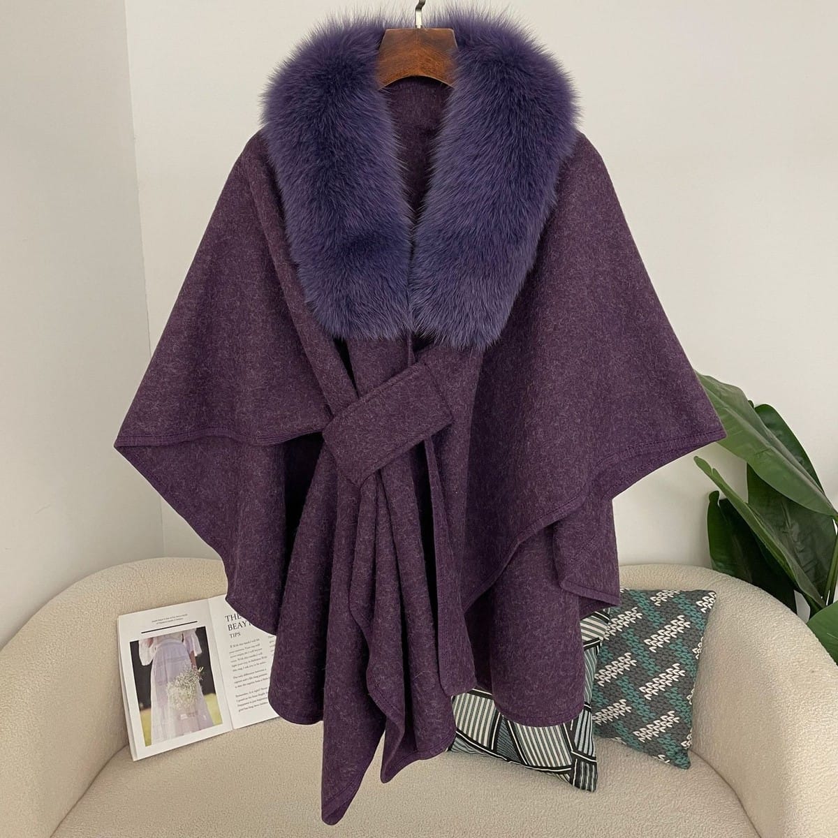 Faux Fur Collar Cape Shawl Cardigan Fashion Accessories Capes