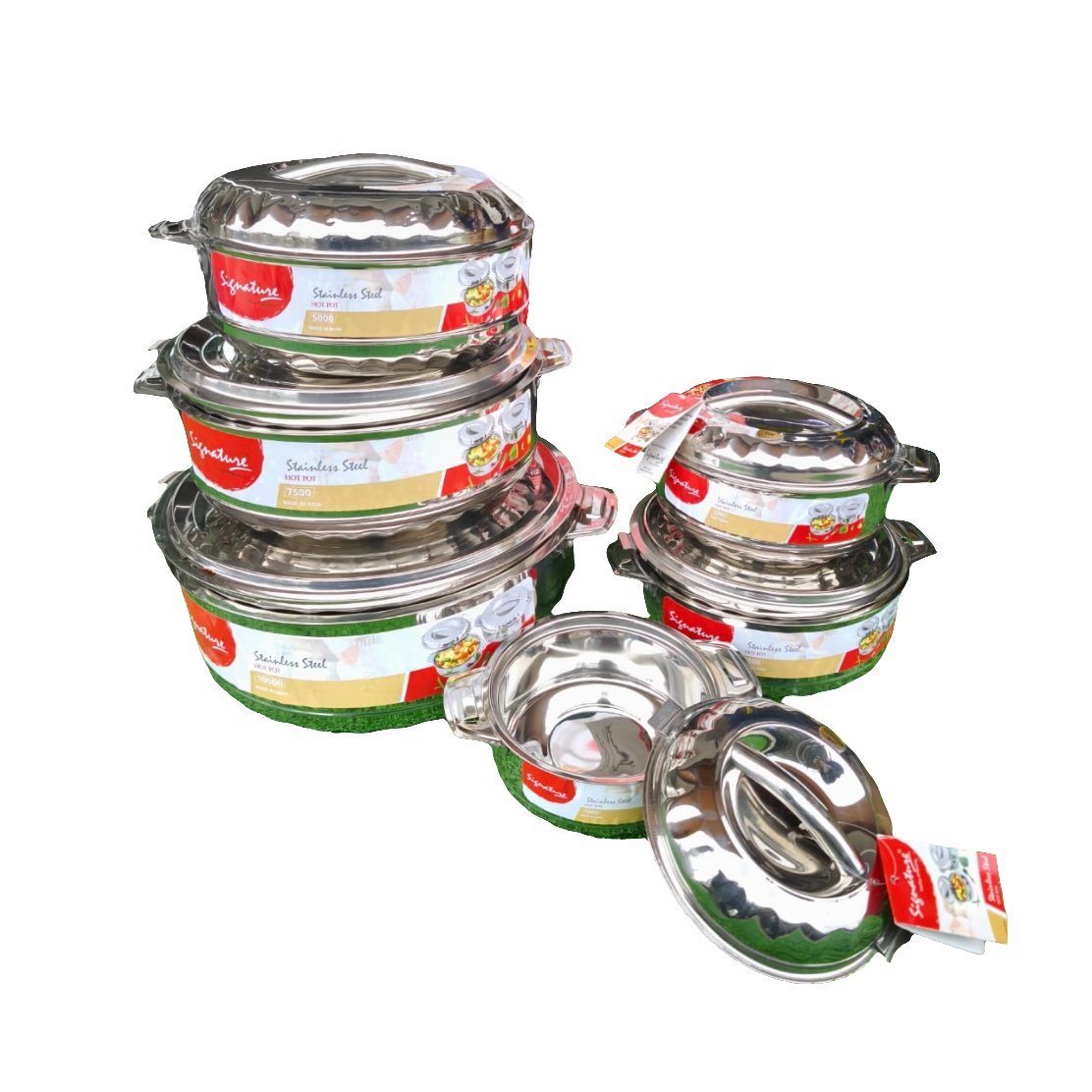 6pcs Big Size Stainless Steel Insulated Hotpot Set with Serving Spoons