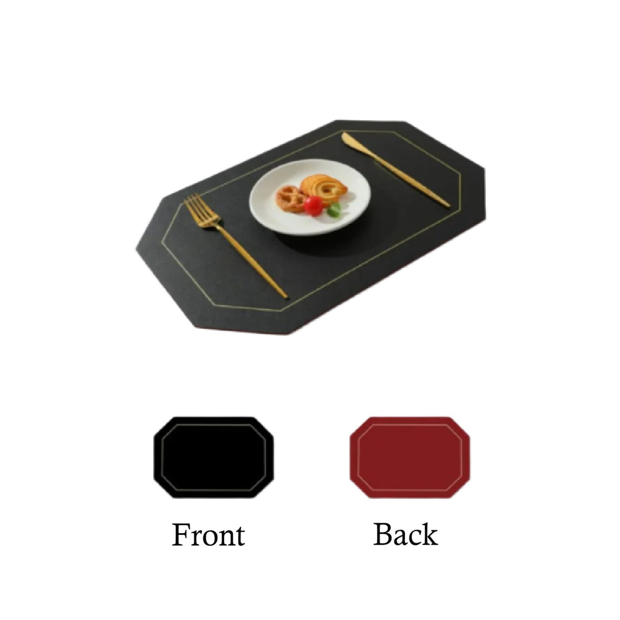 6pcs Double Sided PU Leather Nordic Style Antislip Tablemats