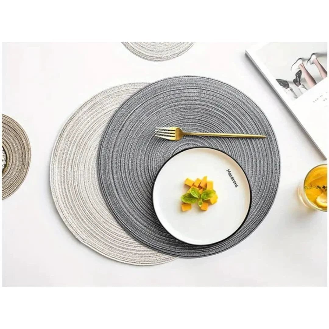 6pcs Elegant Round Woven Placemats Durable and Washable Placemats Placemats