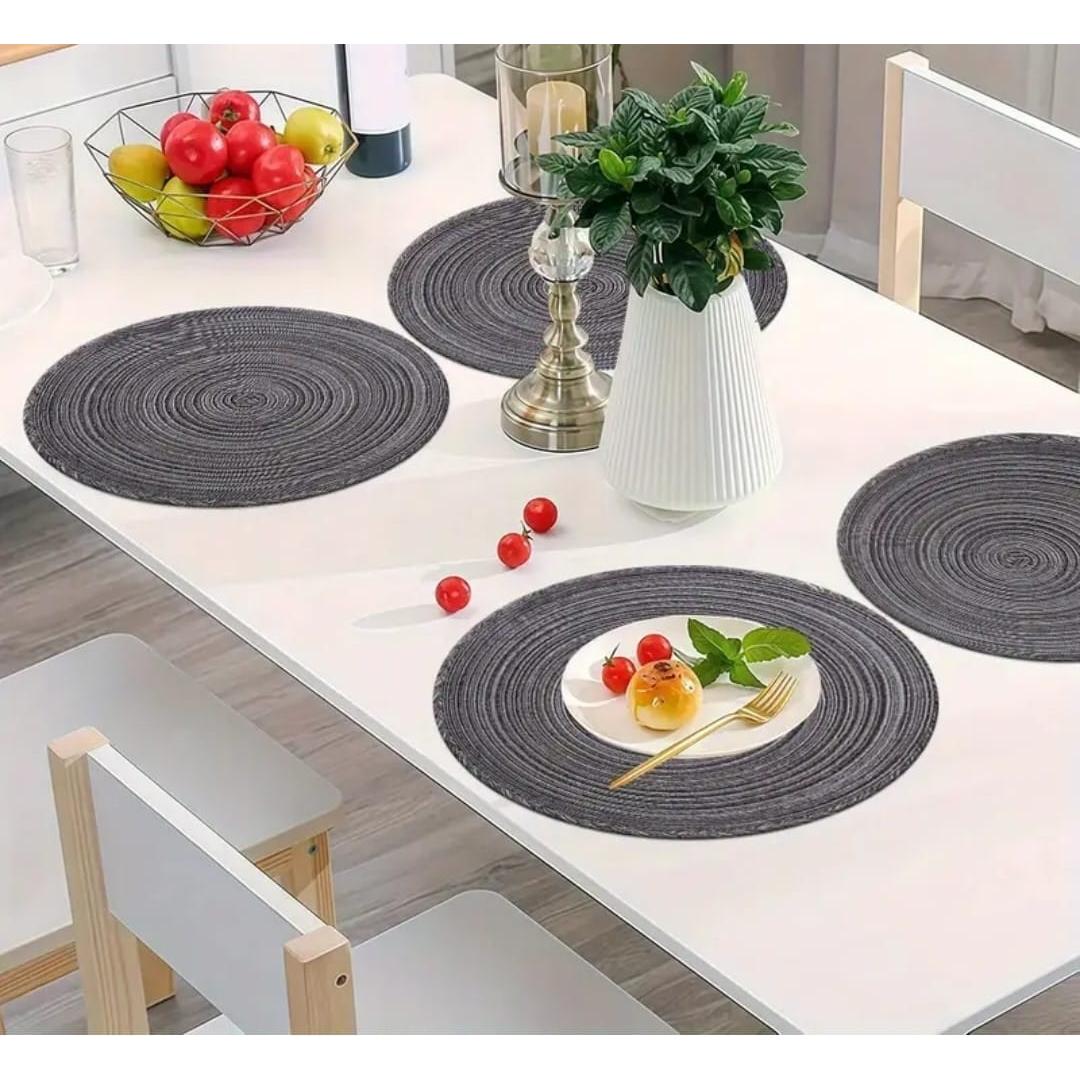6pcs Elegant Round Woven Placemats Durable and Washable