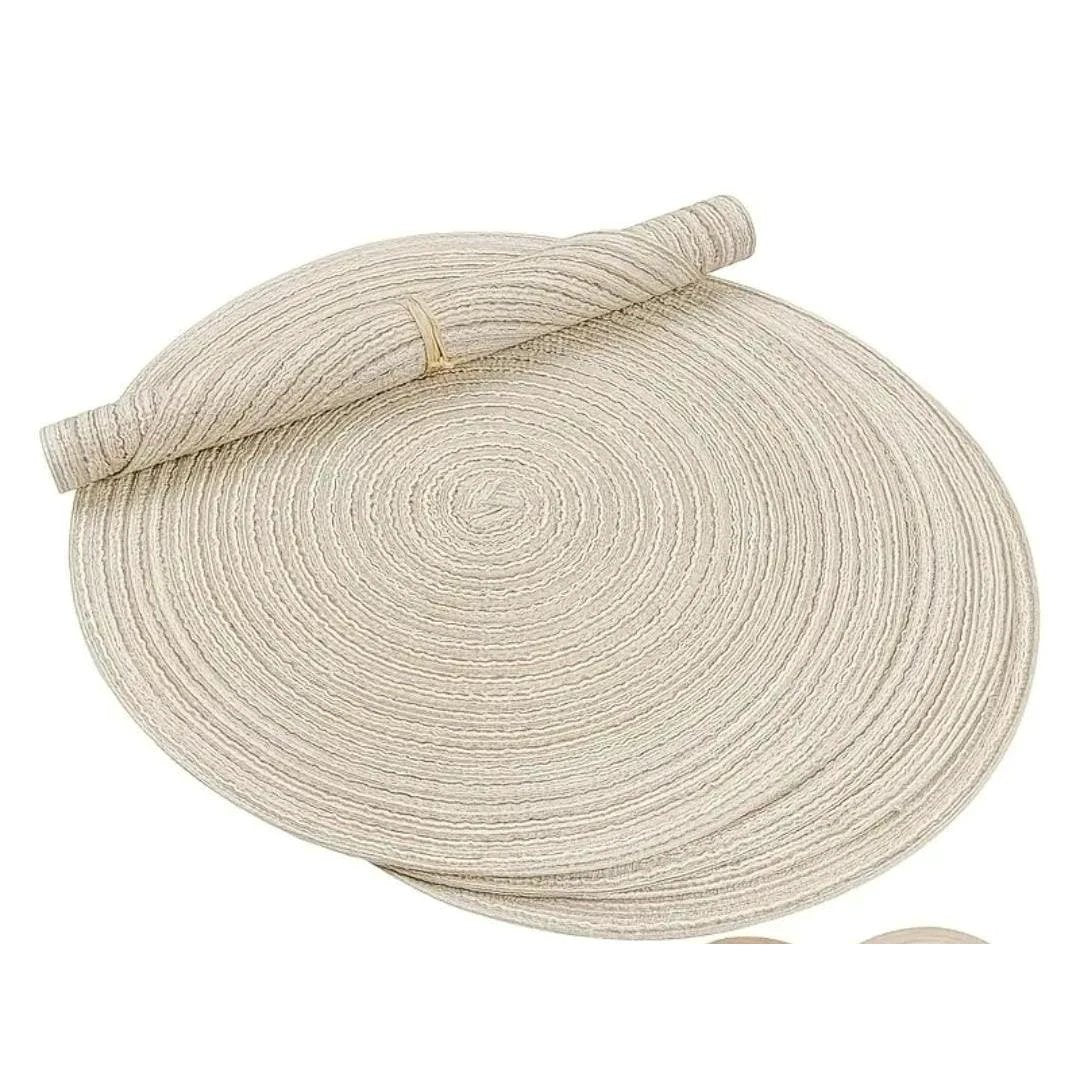 6pcs Elegant Round Woven Placemats Durable and Washable Placemats Placemats