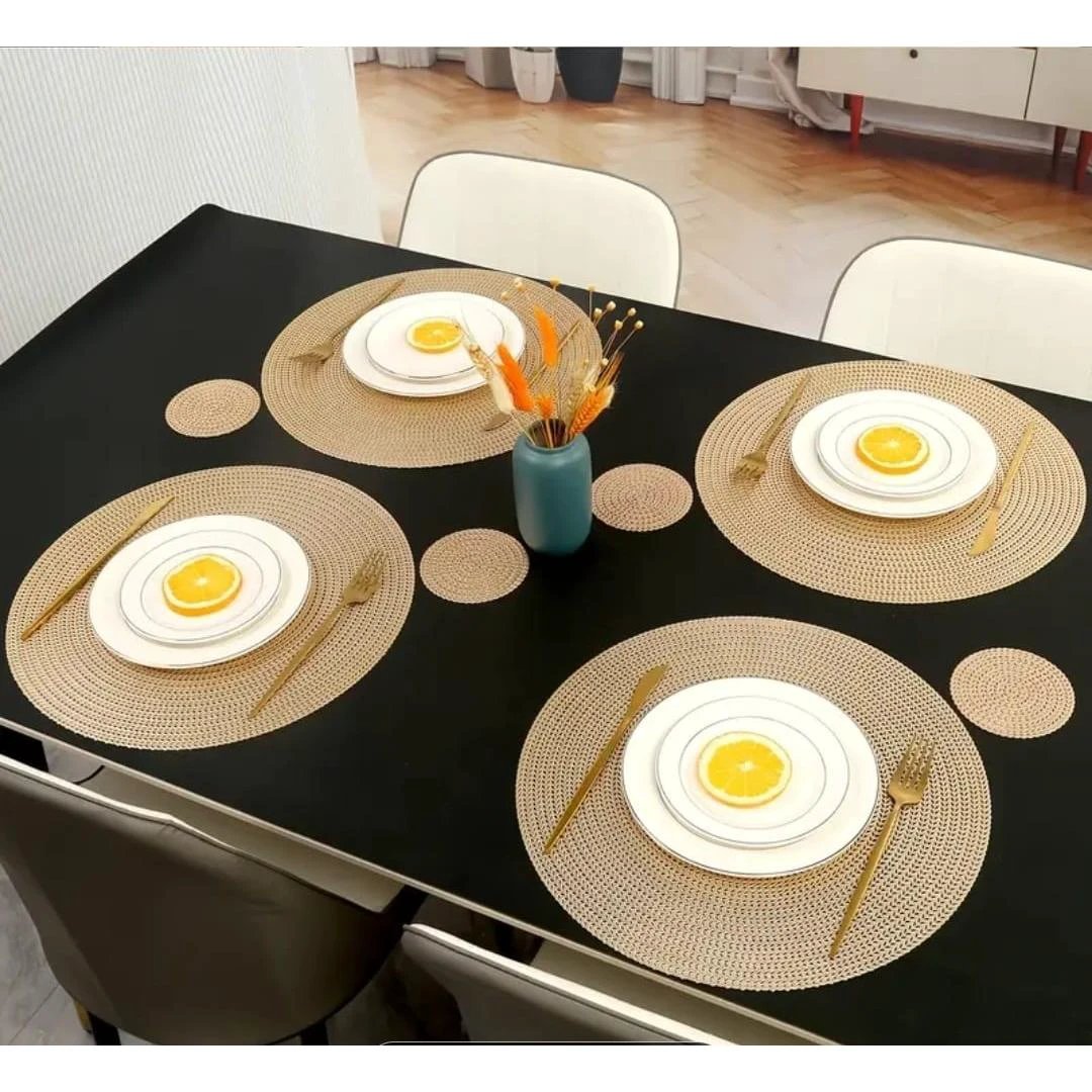 6pcs Elegant Round Woven Placemats Durable and Washable Placemats Placemats