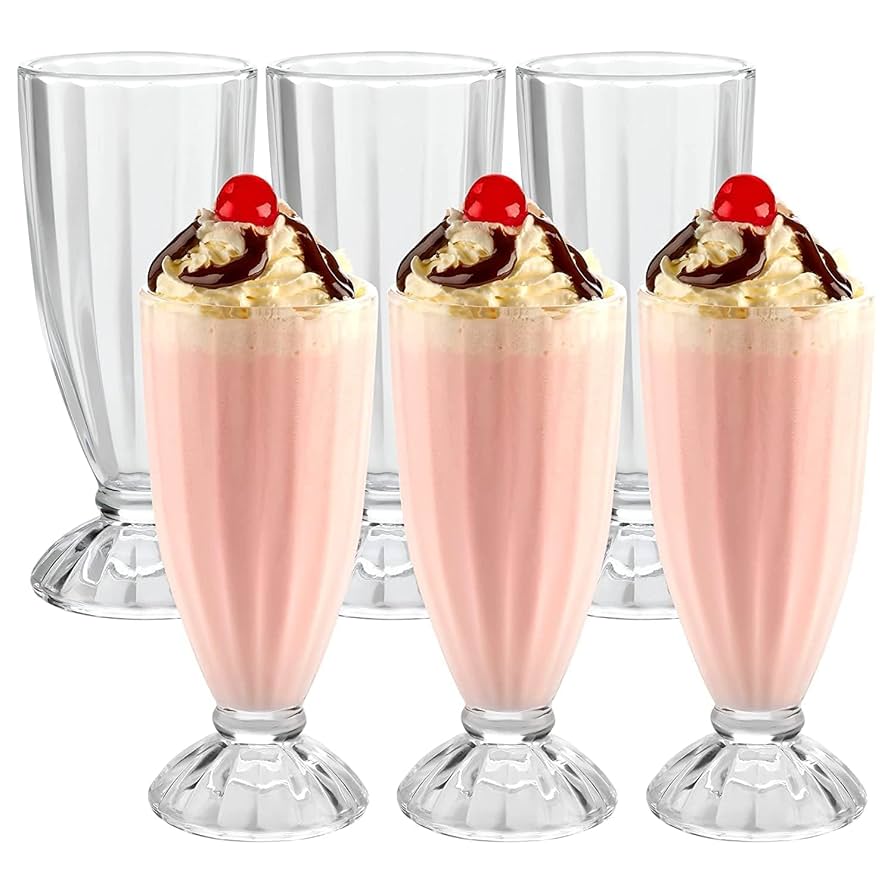 6pcs Glass Cup Set 386ml Milkshake Smoothie Glass