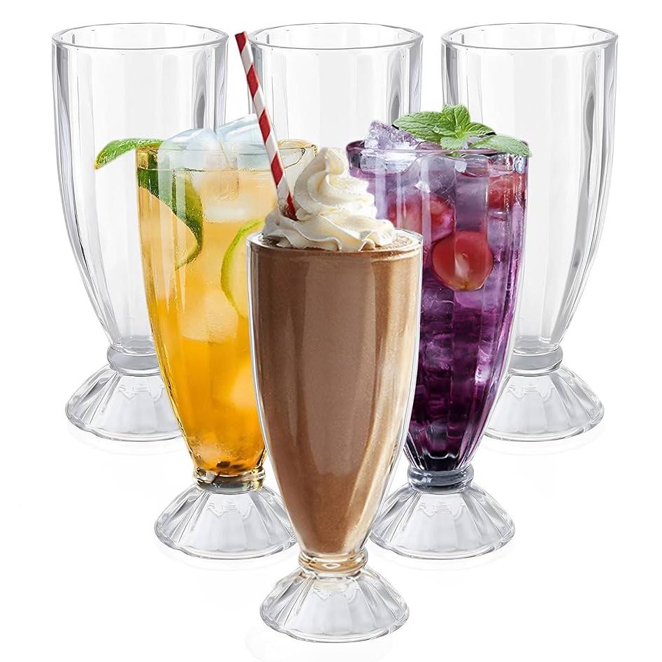 6pcs Glass Cup Set 386ml Milkshake Smoothie Glass