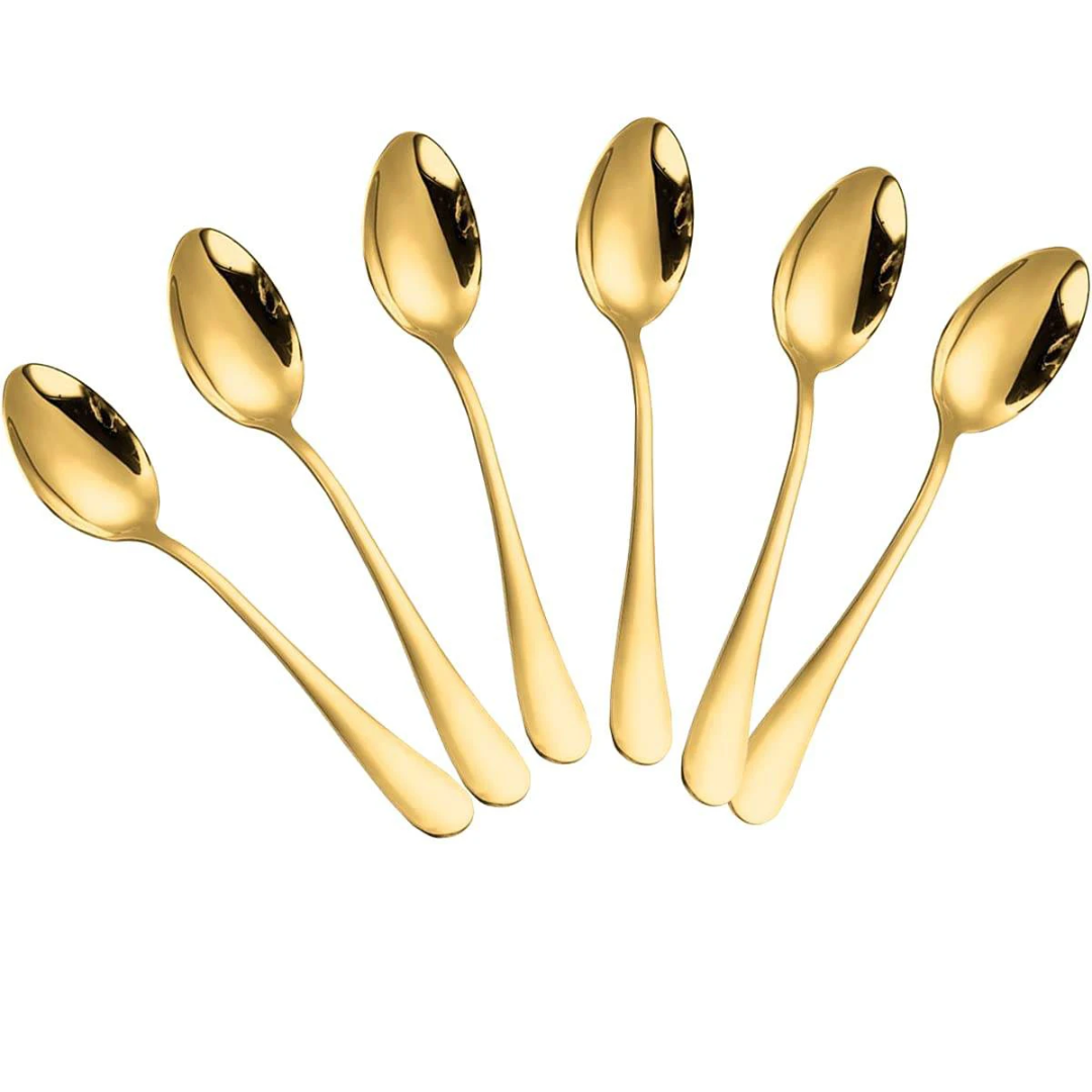 6pcs Gold Stainless Steel Spoons – Elegant Dining Cutlery Set