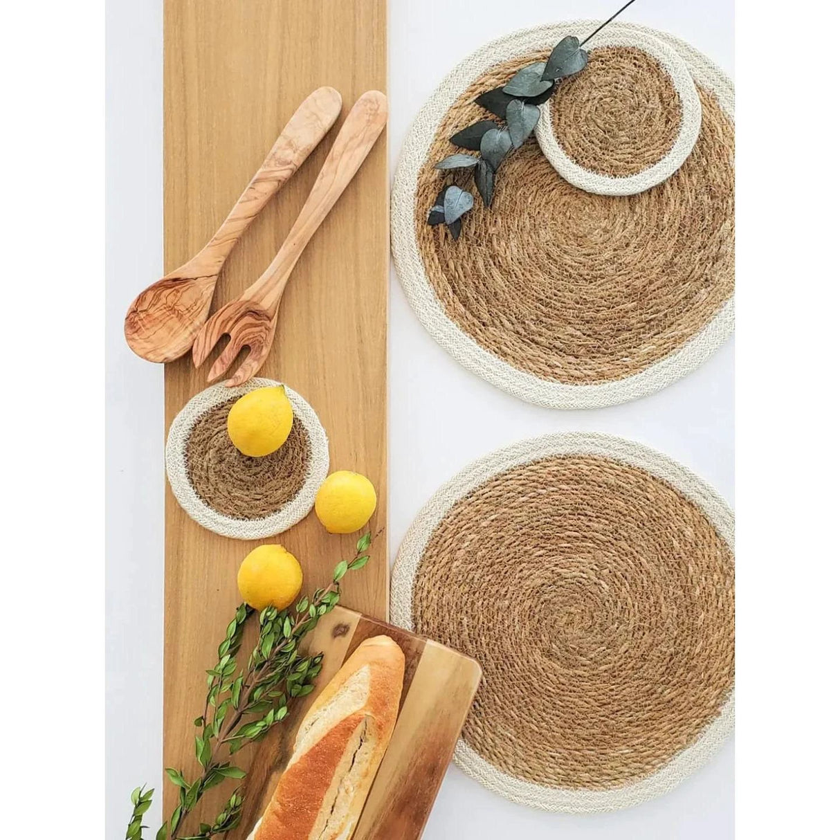 6pcs Natural Handmade Straw Woven Table Mats 30cm Table mats Placemats