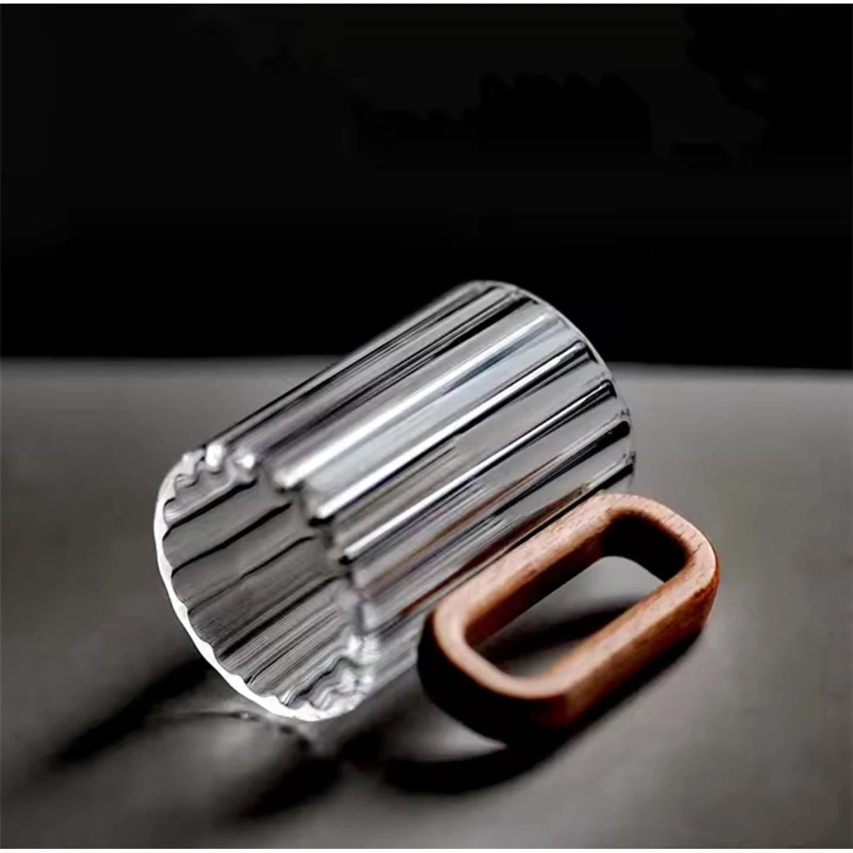 6pcs Stylish Borosilicate Ribbed Glass Mugs 350ml Microwave Friendly Borosilicate glass Mugs
