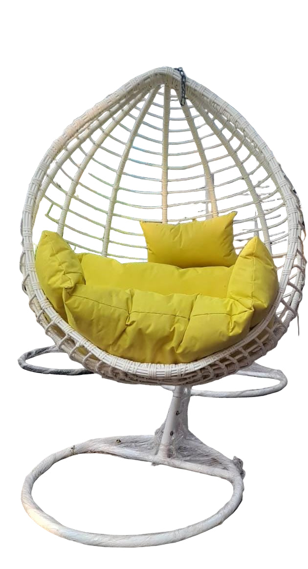 Outdoor Round Swing Chair – Hanging Basket with Cushions for Patio and Balcony