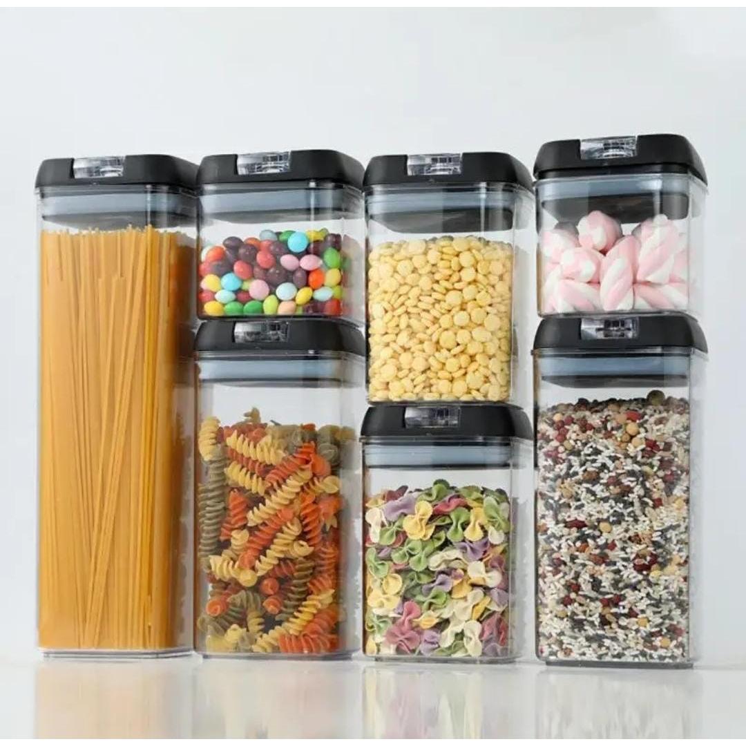 7-Piece Acrylic Food Storage Container Set – BPA-Free with Stickers & Pen (500ml to 1900ml)