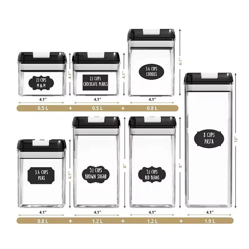 7-Piece Acrylic Food Storage Container Set – BPA-Free with Stickers & Pen (500ml to 1900ml) food storage Food Storage Containers