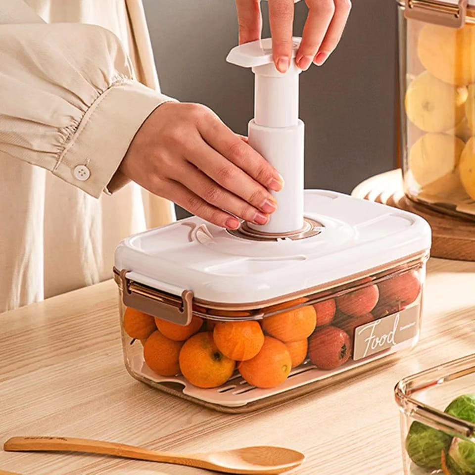 2-Piece Food Vacuum Storage Container Set – 2.1L and 1.2L Airtight Containers with Pumps