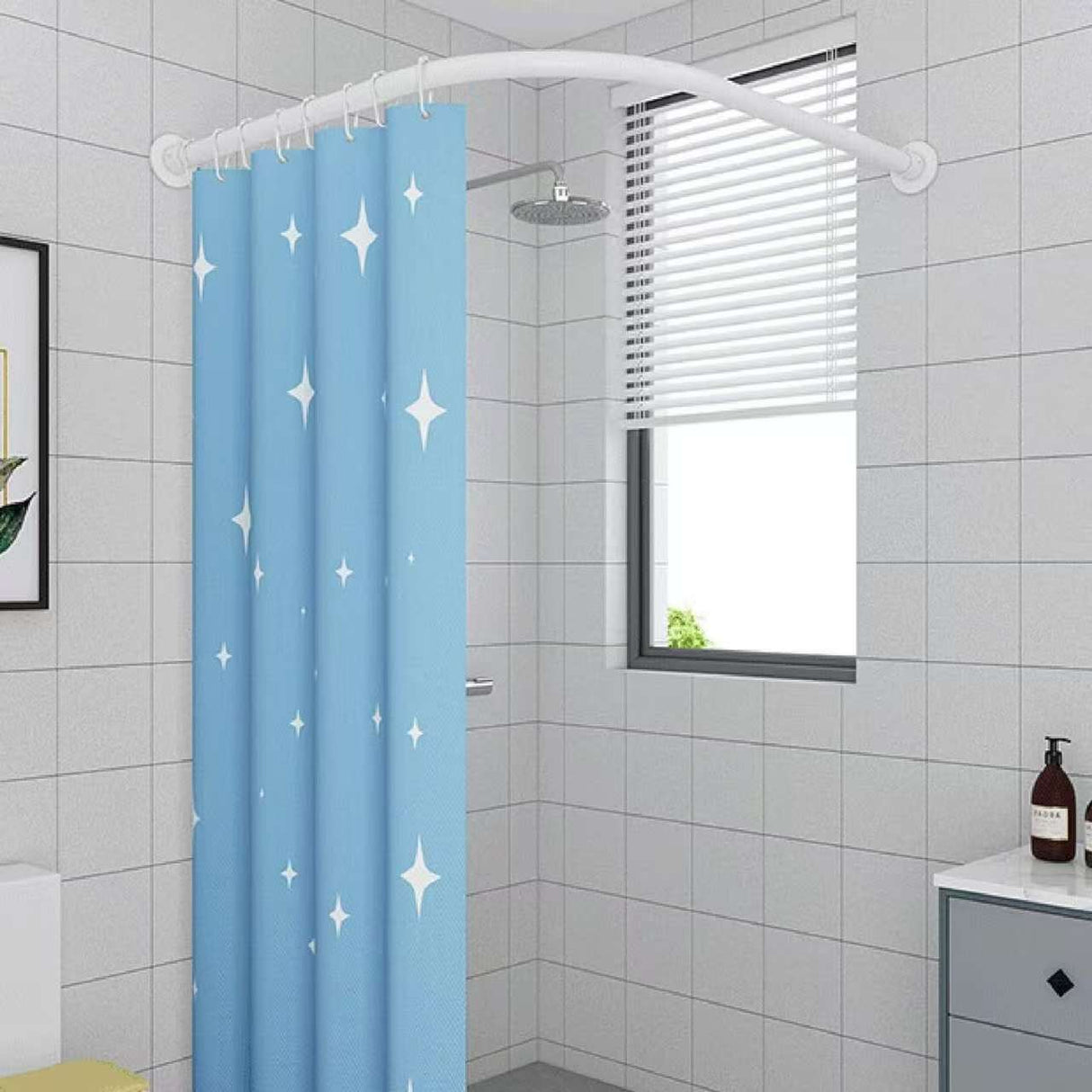 Waterproof Shower Curtain with Hooks – 180x200cm PEVA Bathroom Curtain