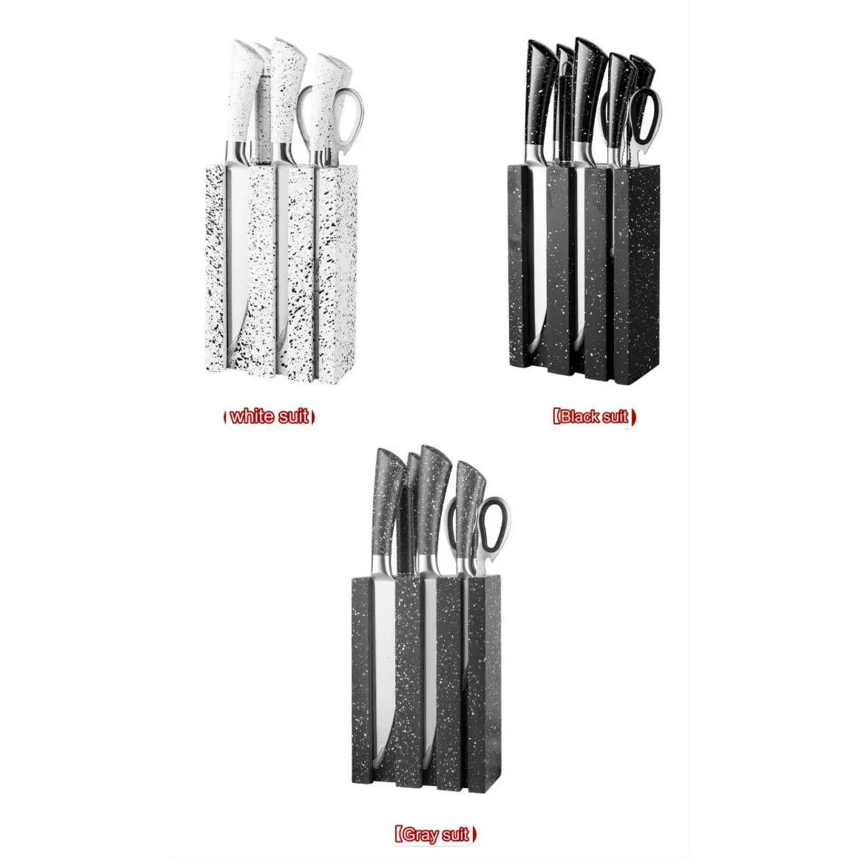 7Piece Stainless Steel Knife Set with Stand – Grey, Black, White Knive set Kitchen Knives