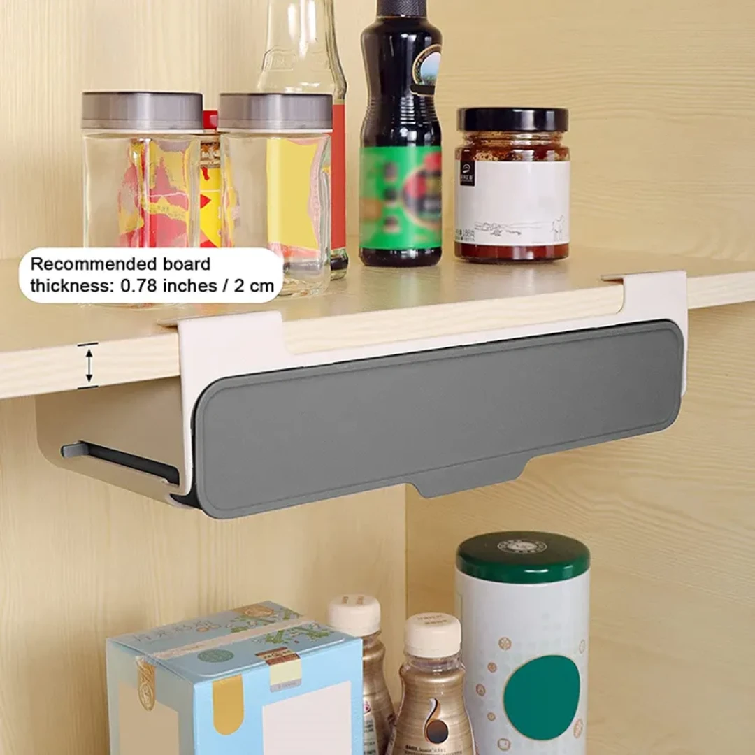7pc Under Shelf Spice Holder Rack with Clear Jars and Black Lids for Organized Kitchen Storage Storage & Organization