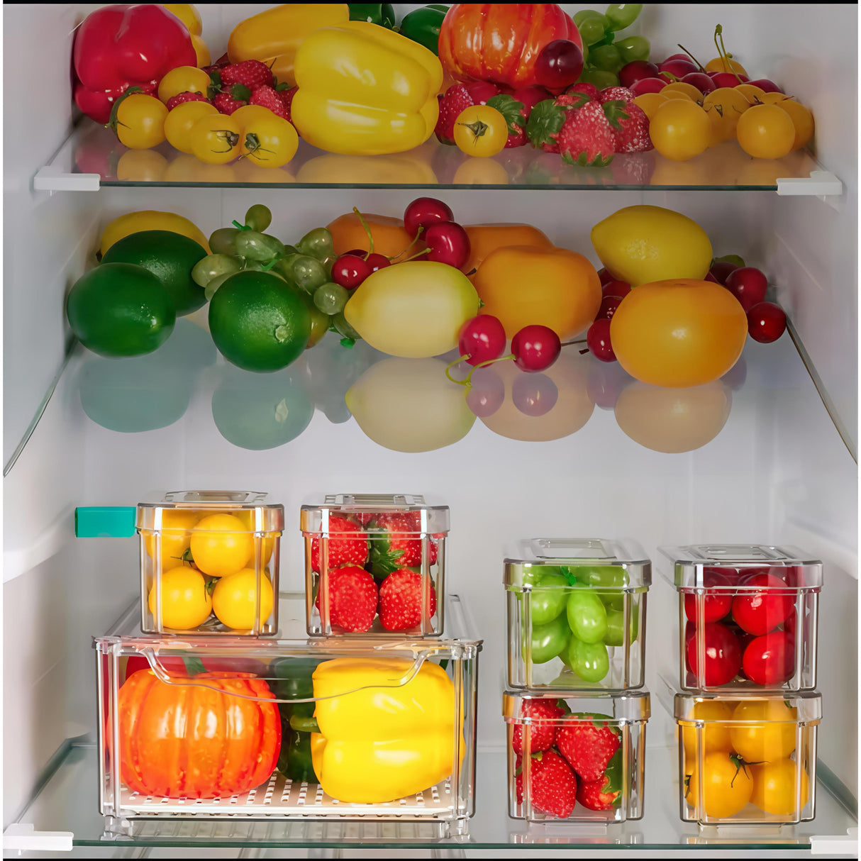 7pcs BPA-Free Stackable Acrylic Fridge Organizer Bins with Lids