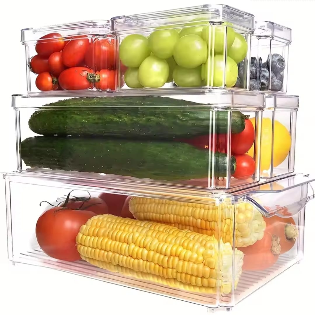 7pcs Stackable Fridge Storage Organizers – Transparent Acrylic
