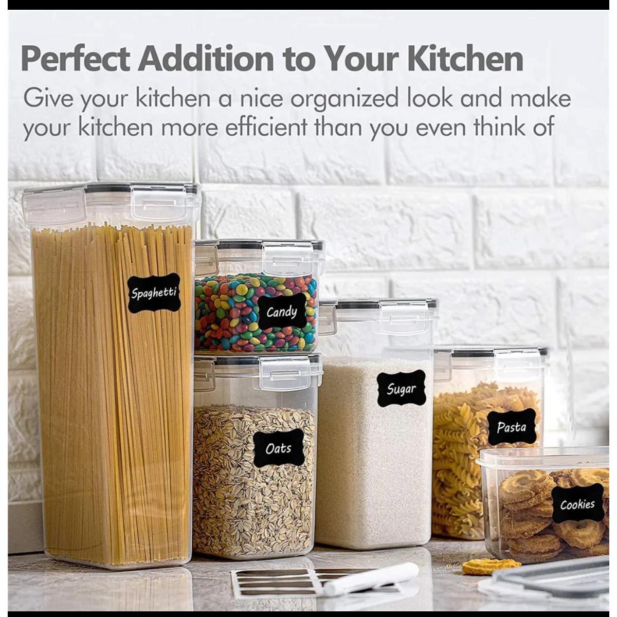 8 Piece Food & Cereal Pantry Storage Containers Set | BPA Free Kitchen Organization Canisters with Lids