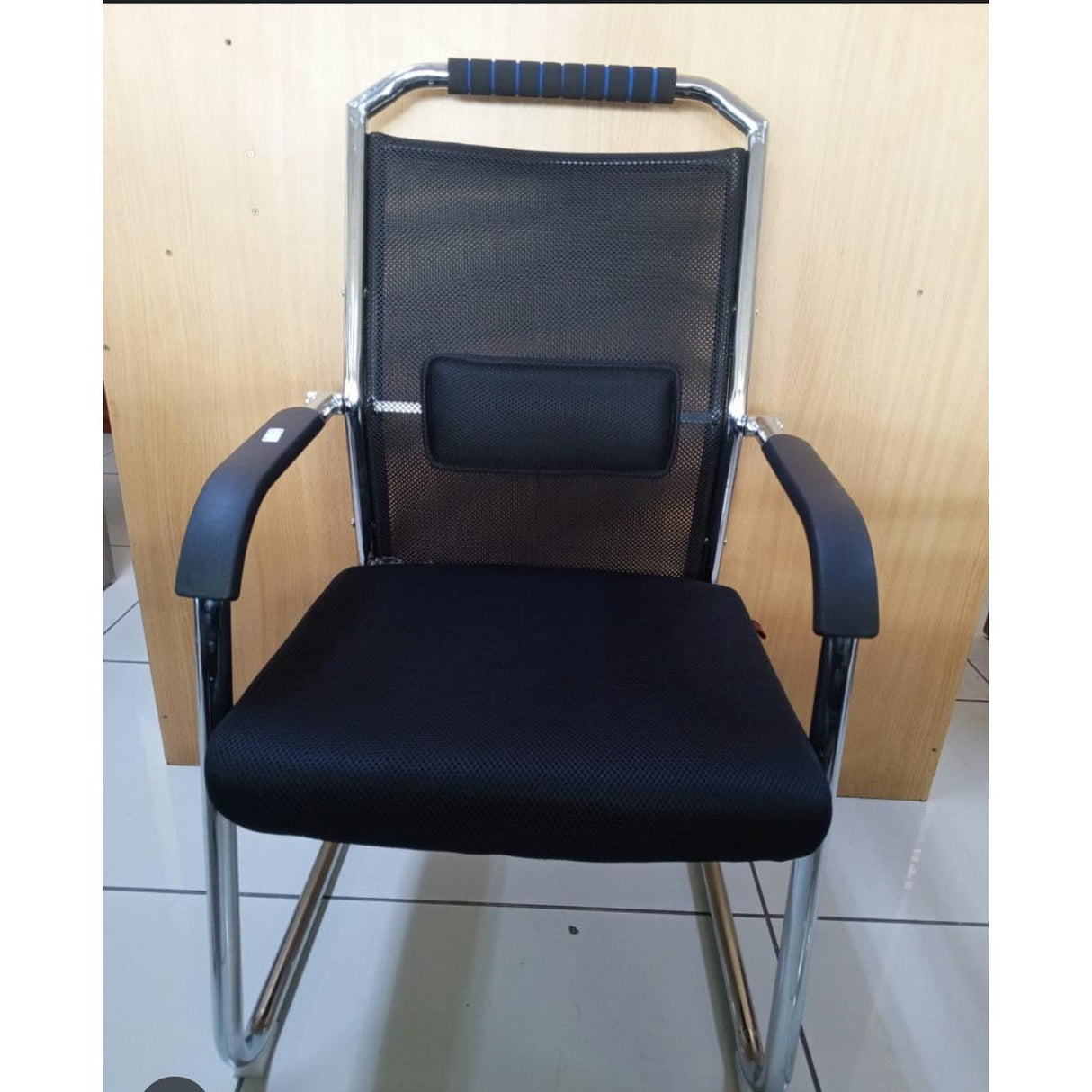 8003-3 Mesh Visitor Office Chair Padded Seat with Chrome Frame & Back Support