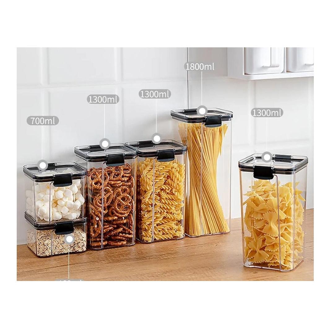 8pcs Airtight Transparent Acrylic Food/Pantry Storage Containers | Dry Food & Cereal Storage with Stickers & Pen | Dishwasher Safe
