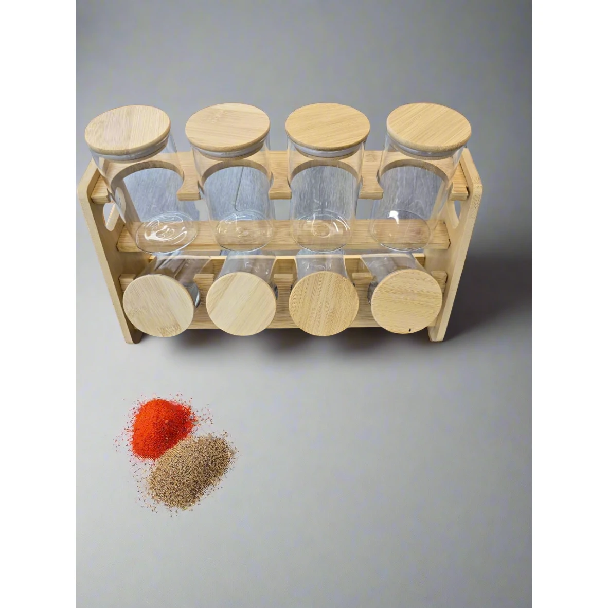 8pcs Spice Jars Set with Rotating Stand 350ml Airtight Storage Containers Kitchen Storage Spice Organizers
