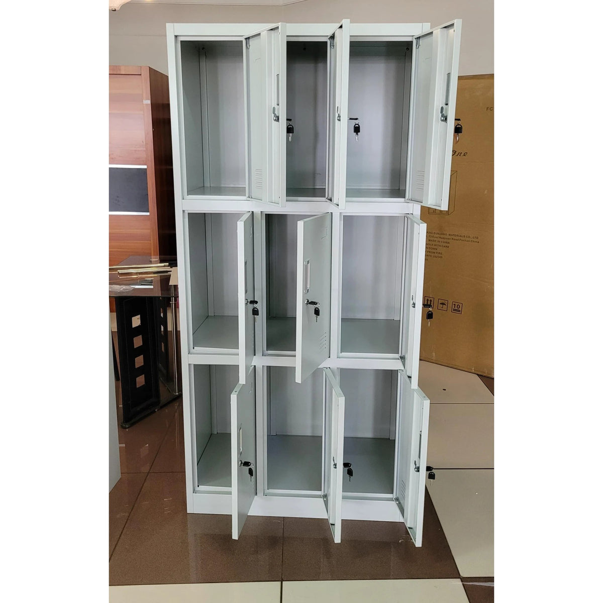 9-Door Metal Locker Cabinet – Secure Office and Home Storage File Cabinets