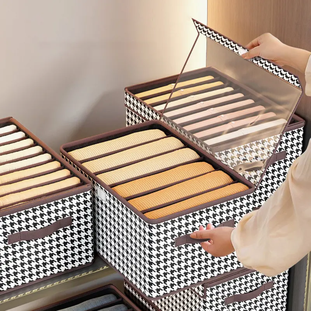 9 Grid Multipurpose Organizer with Cover Foldable Non Woven Fabric Storage Box 50x32x30cm