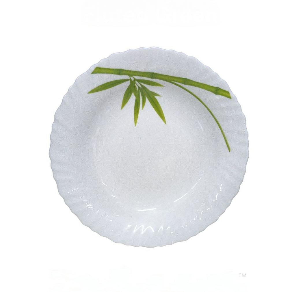 9 Inch Classique Fluted Green Glass Soup Plates 6 Sets (36 Pieces)