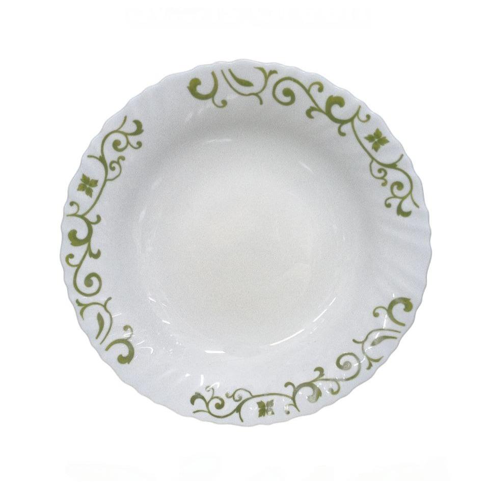 9 Inch Classique Swirls Green Glass Soup Plates 6 Sets (36 Pieces)