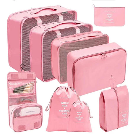 9-Piece Travel Luggage Organizer Set โ Packing Cubes & Bags for Suitcase (Multiple Colours)