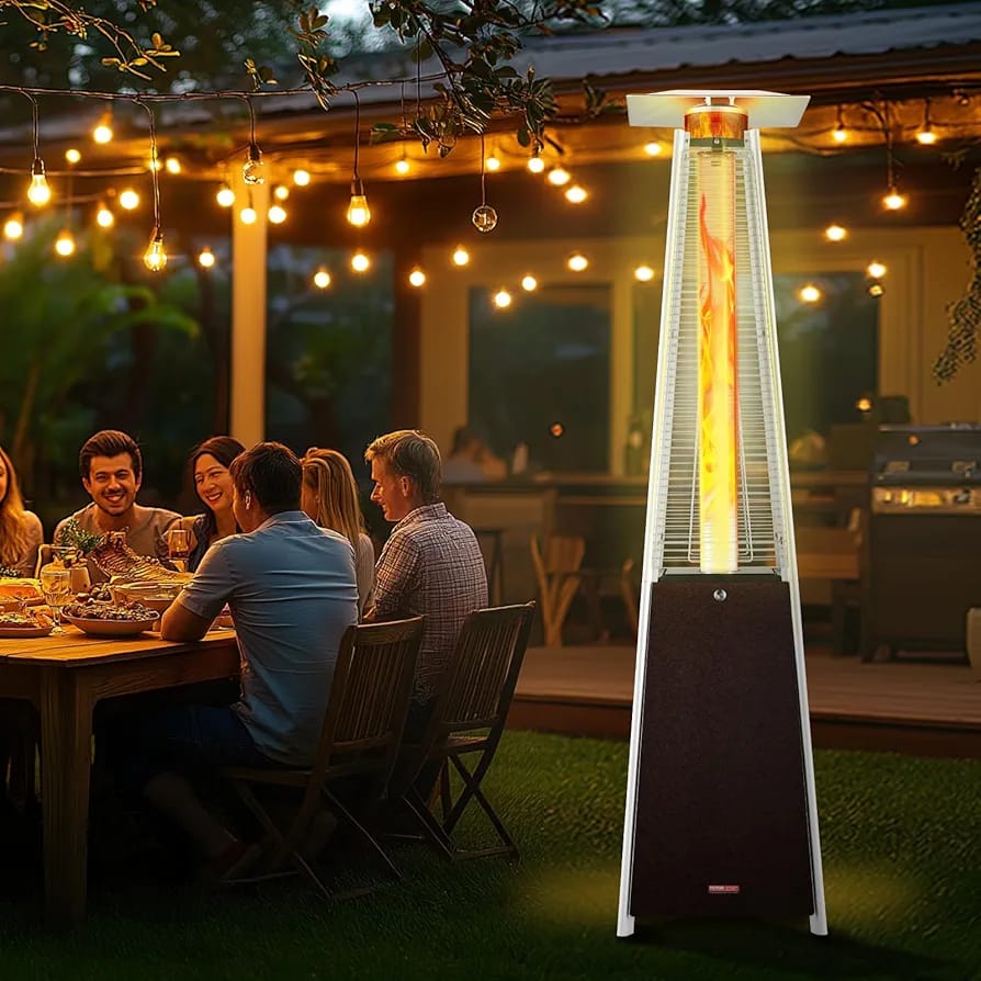 Black Iron Pyramid Patio Heater – Outdoor Gas Heater for Open Spaces