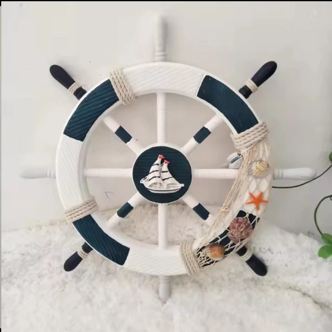Handcrafted Decorative Wall Hanging Nautical Ship Wheel – 27.5cm Coastal Wall Décor plaques in decor Decorative Plaques