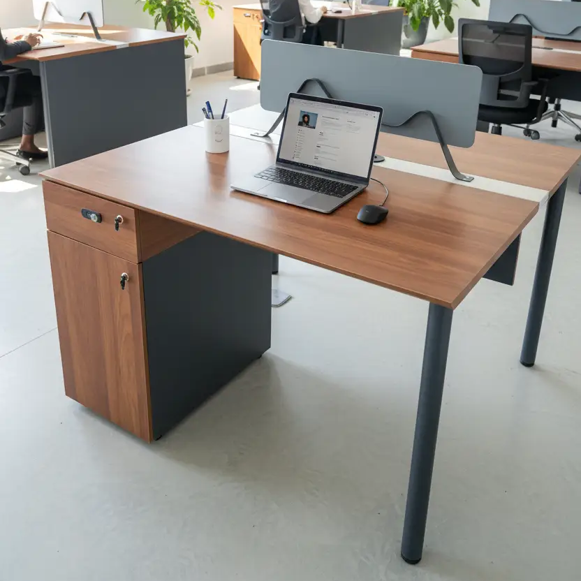 2 person Workstation with Privacy Panel & Cable Management Office Desk Reception Desks & Counters