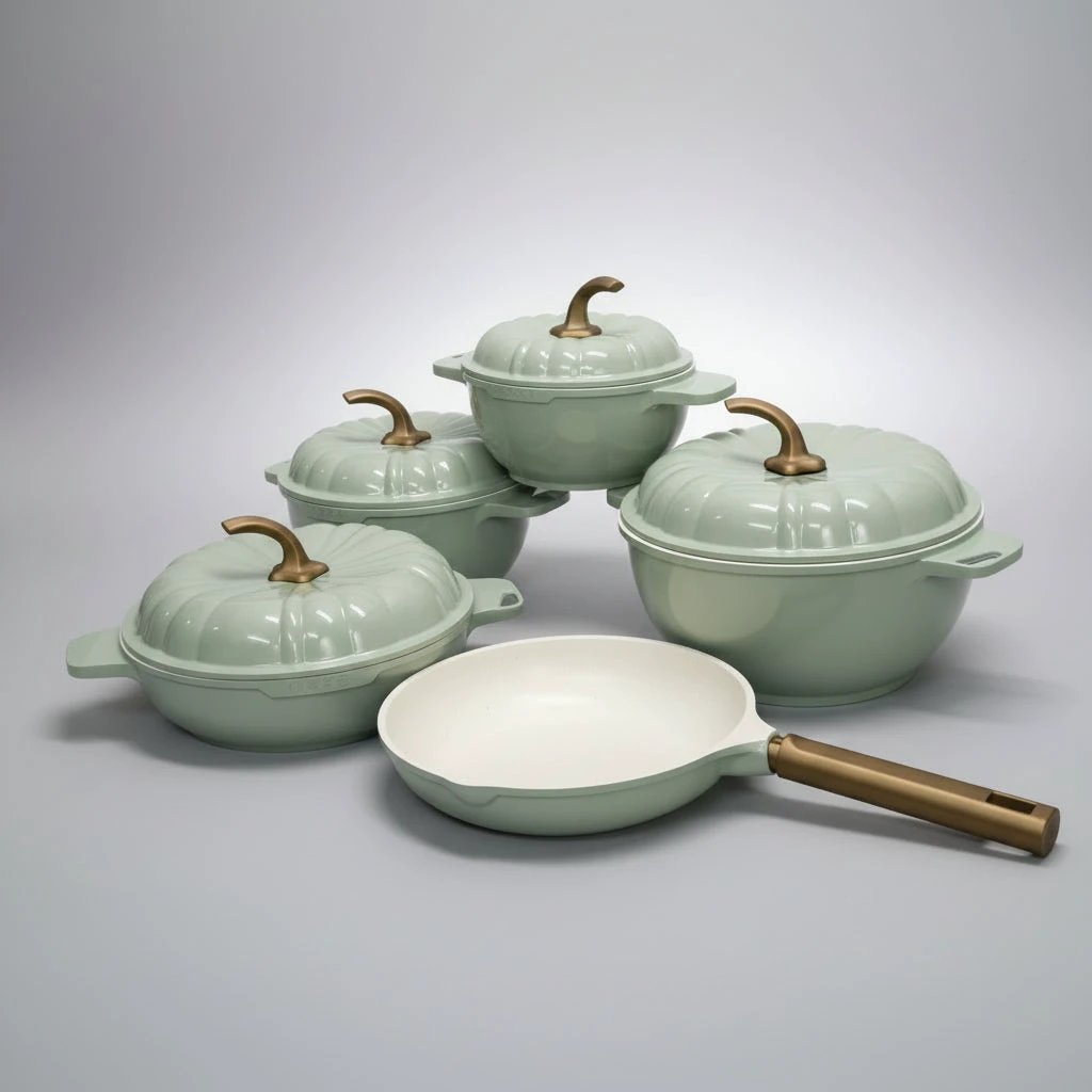 Cookware Set - 9pcs USFE Pumpkin Granite Orange