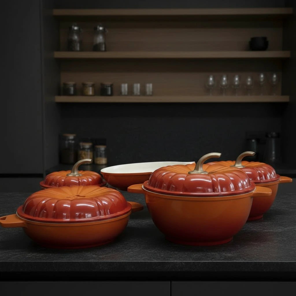 Cookware Set - 9pcs USFE Pumpkin Granite Orange