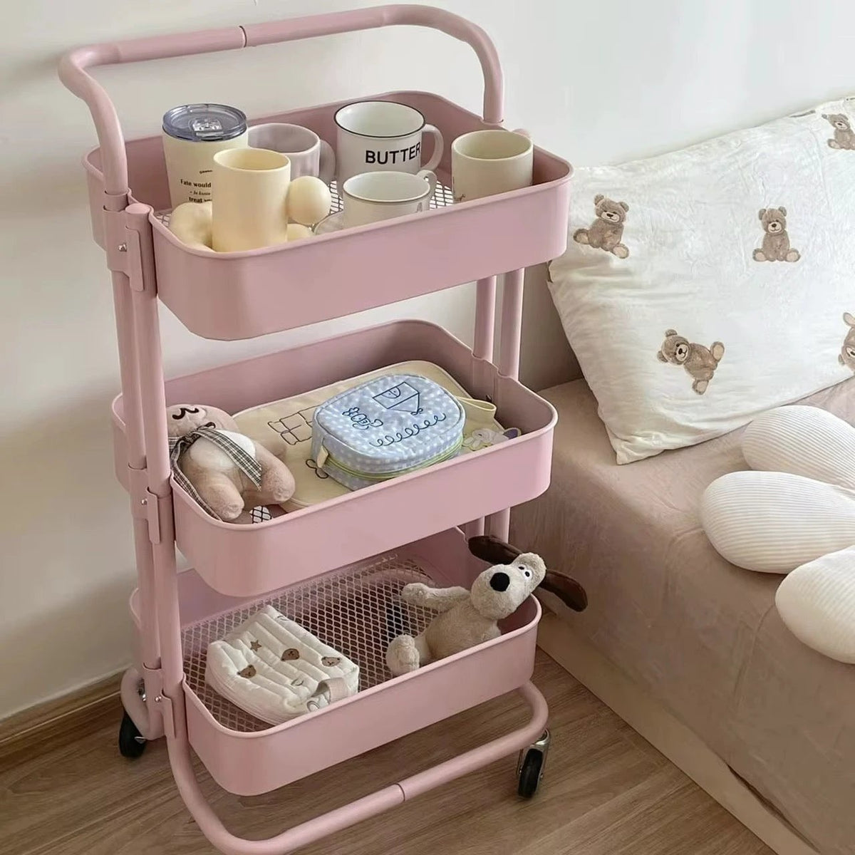 Multi-Functional Metallic Storage Trolley – 3 Tier Carts & Islands