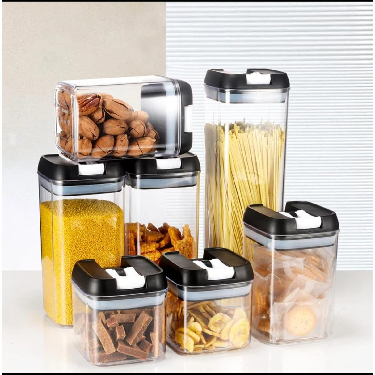 Acrylic 7pcs Set Food Containers Airtight Kitchen Storage