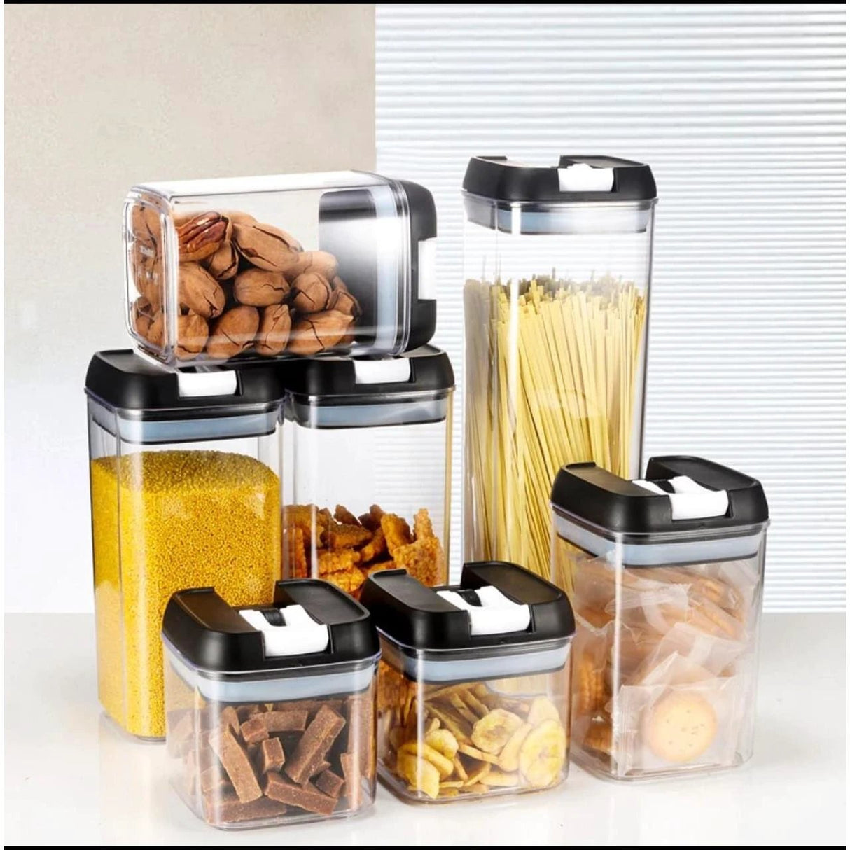 Acrylic 7pcs Set Food Containers Airtight Kitchen Storage Kitchen organizer Kitchen Organizers