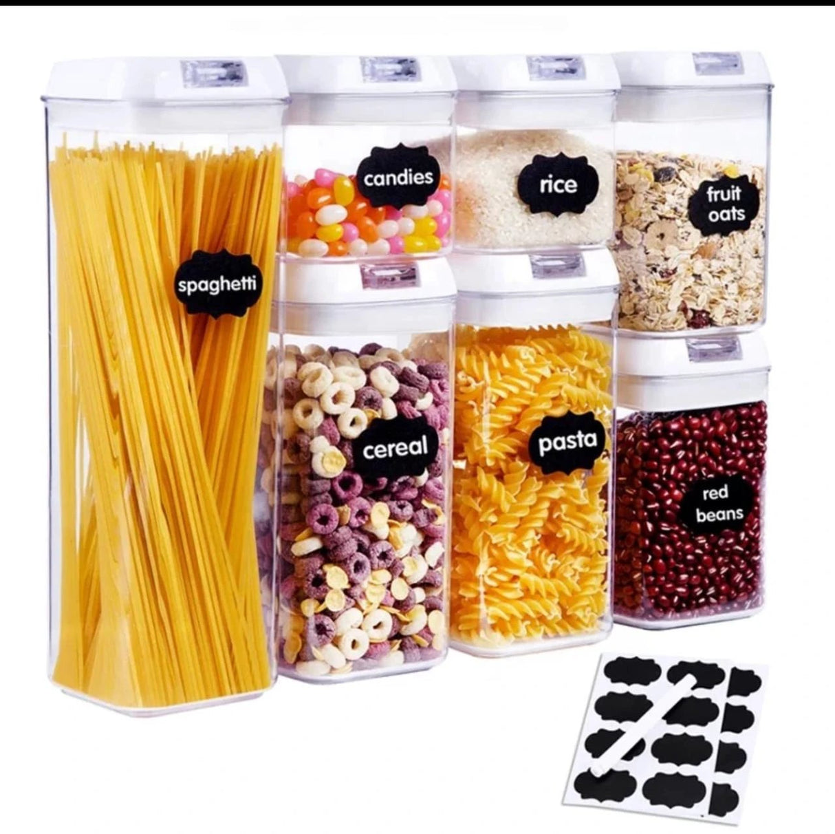 Acrylic 7pcs Set Food Containers Airtight Kitchen Storage Kitchen organizer Kitchen Organizers
