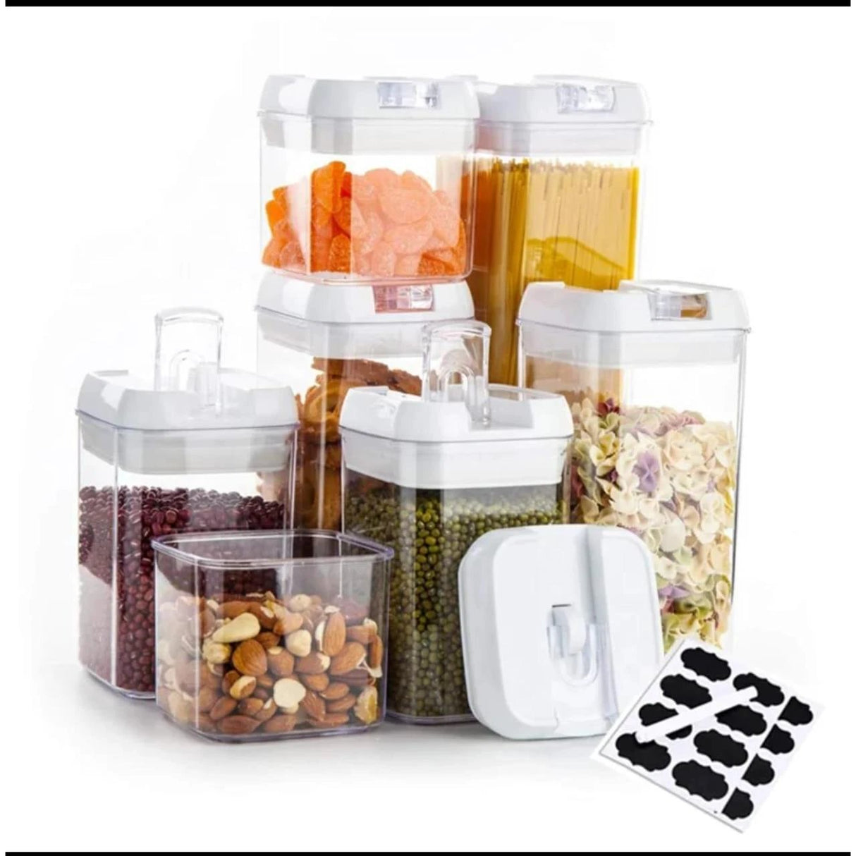 Acrylic 7pcs Set Food Containers Airtight Kitchen Storage Kitchen organizer Kitchen Organizers