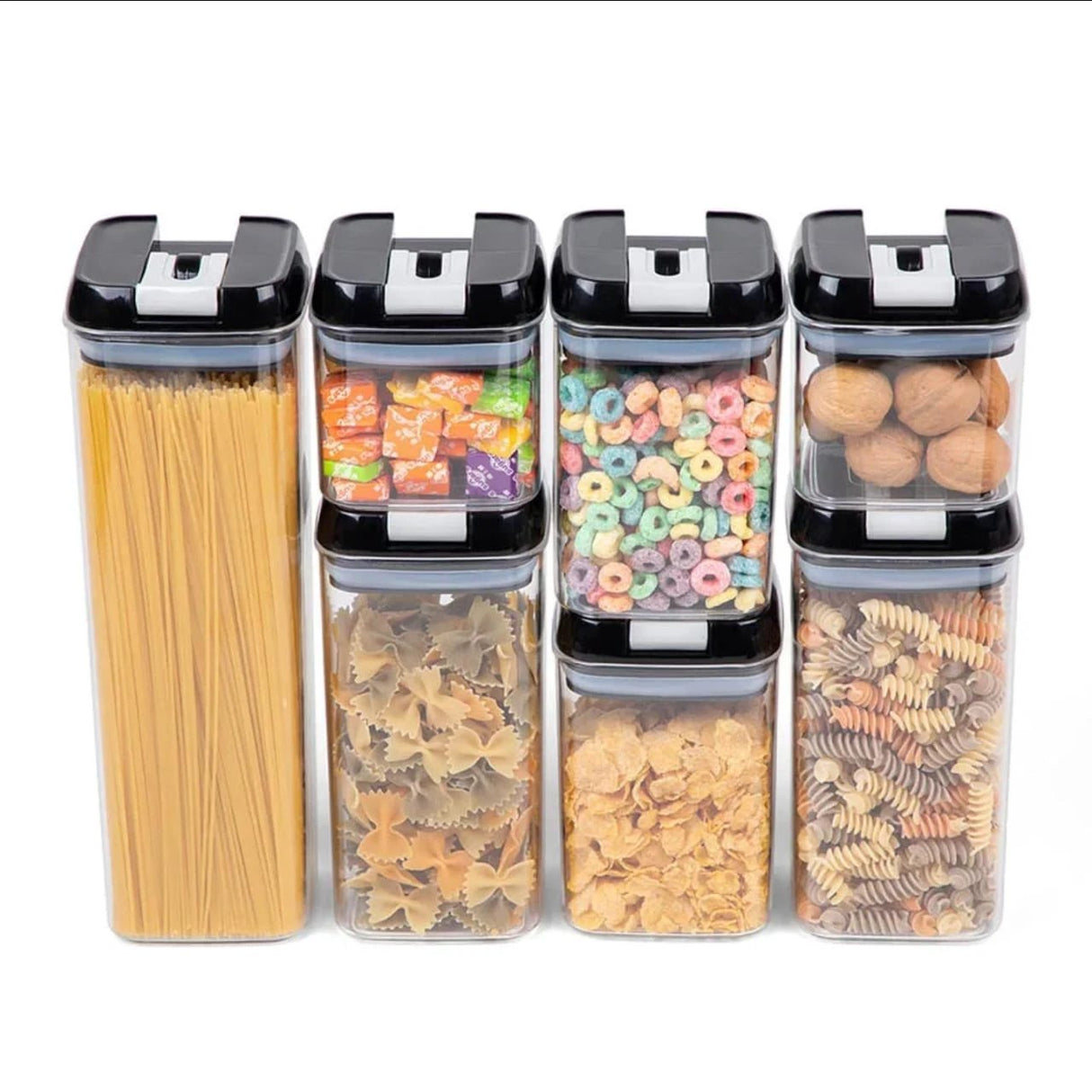 Acrylic 7pcs Set Food Containers Airtight Kitchen Storage Kitchen organizer Kitchen Organizers