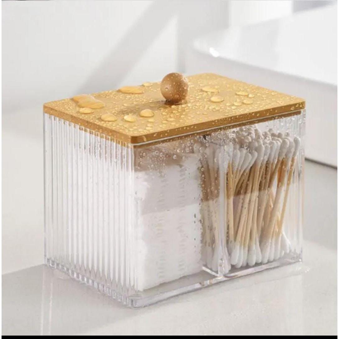 Acrylic Earbuds Organizer with Bamboo Cover