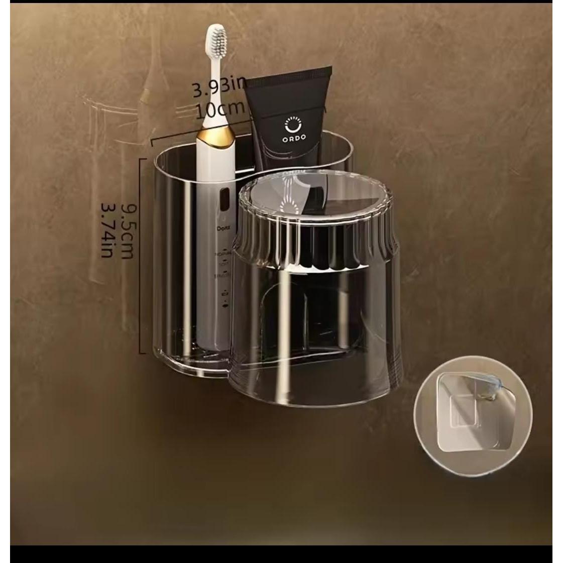 Acrylic Toothbrush Holder with Gargle Cup Black