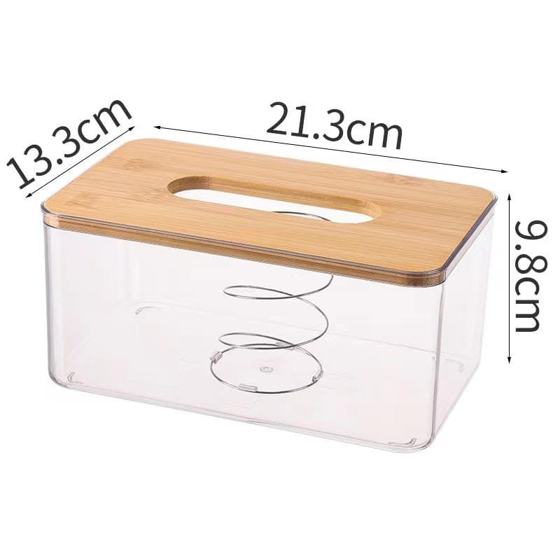Acrylic Transparent Serviette Holder with Bamboo Lid – Modern Napkin Dispenser