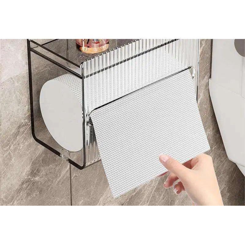 Acrylic Wall Mounted Tissue Box | Bathroom Toilet Paper Storage | Napkin Paper Dispenser | Punch-Free Installation Bathroom Accessories Toilet Paper Holders