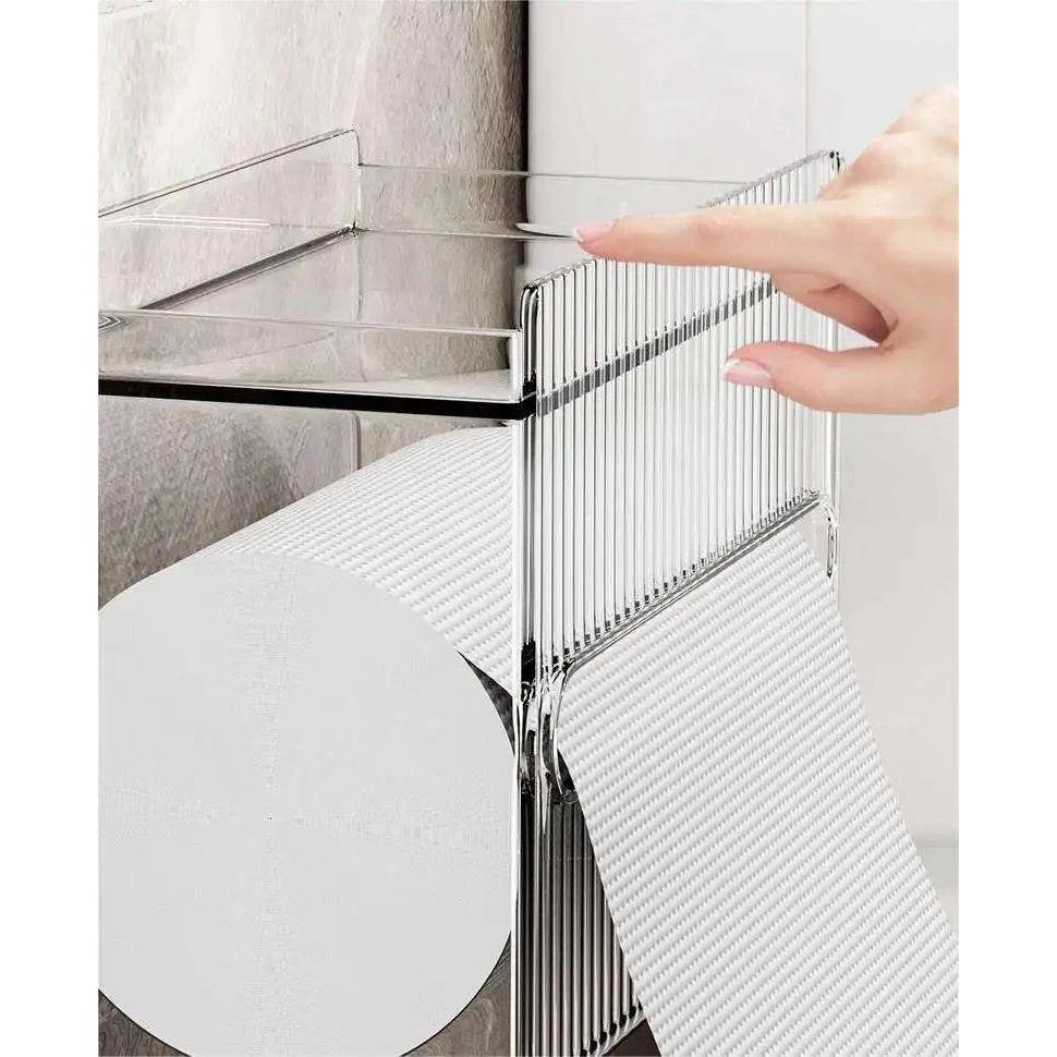Acrylic Wall Mounted Tissue Box | Bathroom Toilet Paper Storage | Napkin Paper Dispenser | Punch-Free Installation Bathroom Accessories Toilet Paper Holders
